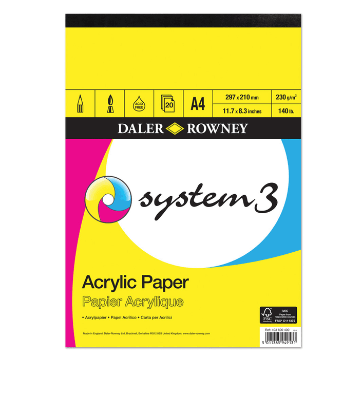 Acrylic Paper System3 Daler Rowney A3 size Acrylic Paper System3 Daler Rowney A3 size